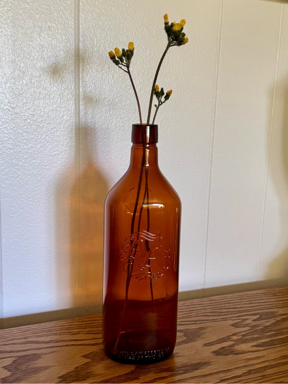 Vintage Ancient Age Bourbon Bottle Amber Glass Embossed Anchor Hocking MCM